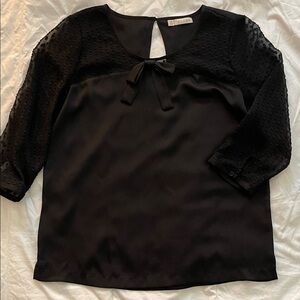 Hinge Black Blouse with Bow Detail